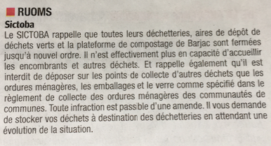 200326 La Tribune : Informations sites SICTOBA 