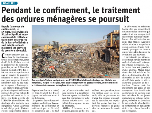 200411 Dauphiné Libéré Traitement des ordures ménagères